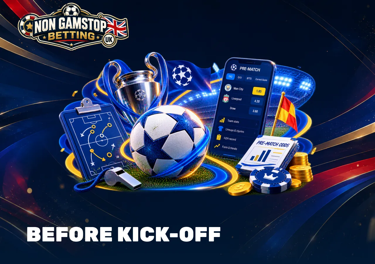 Pre-match football betting with match odds, team statistics, form, lineups and other factors to check before kick-off.