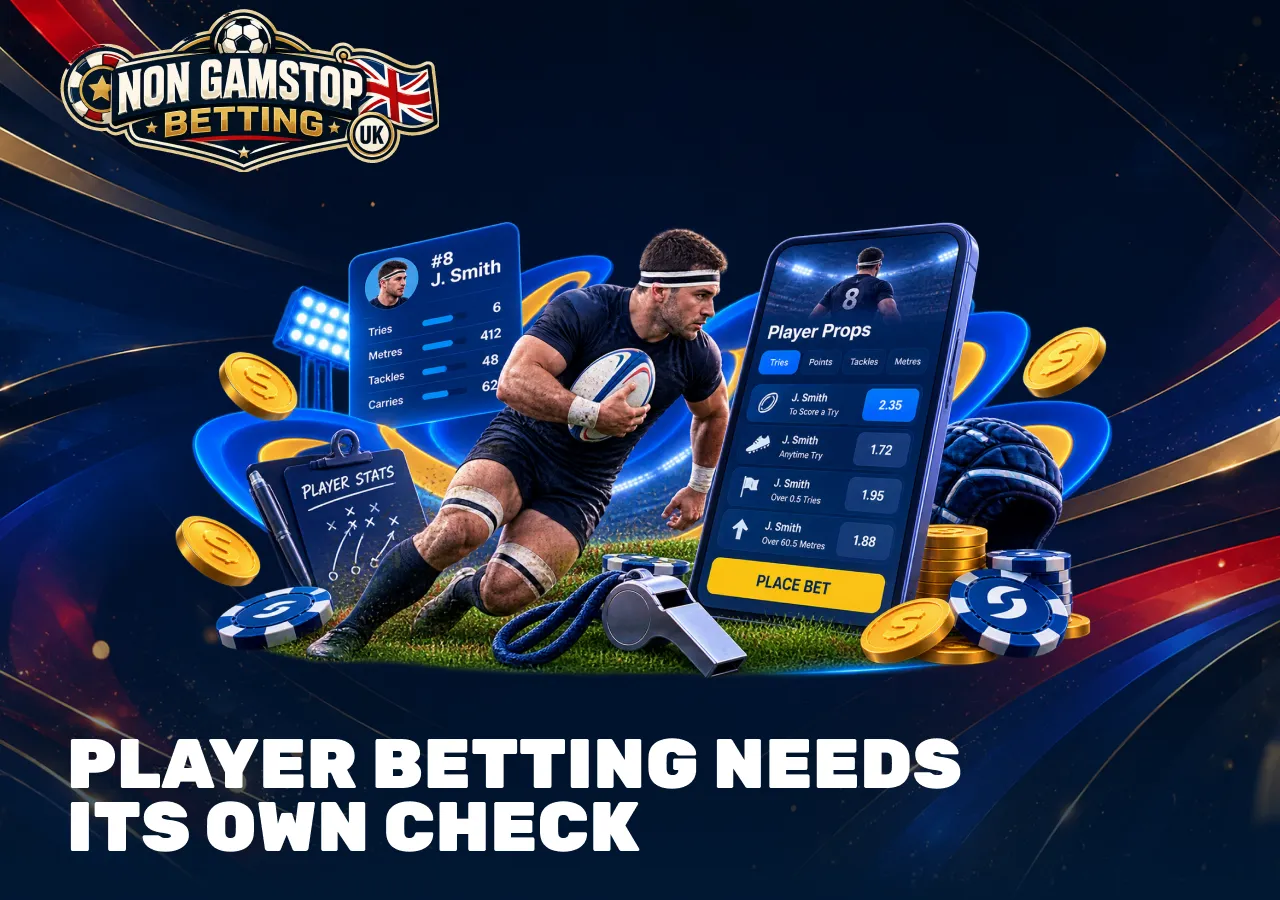 Rugby player betting markets with player statistics, try scorer odds, tackles and metres for checking prop bets.