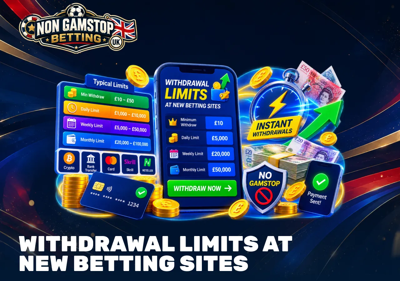 Withdrawal limits at new betting sites with minimum, daily, weekly and monthly payout limits in British pounds.